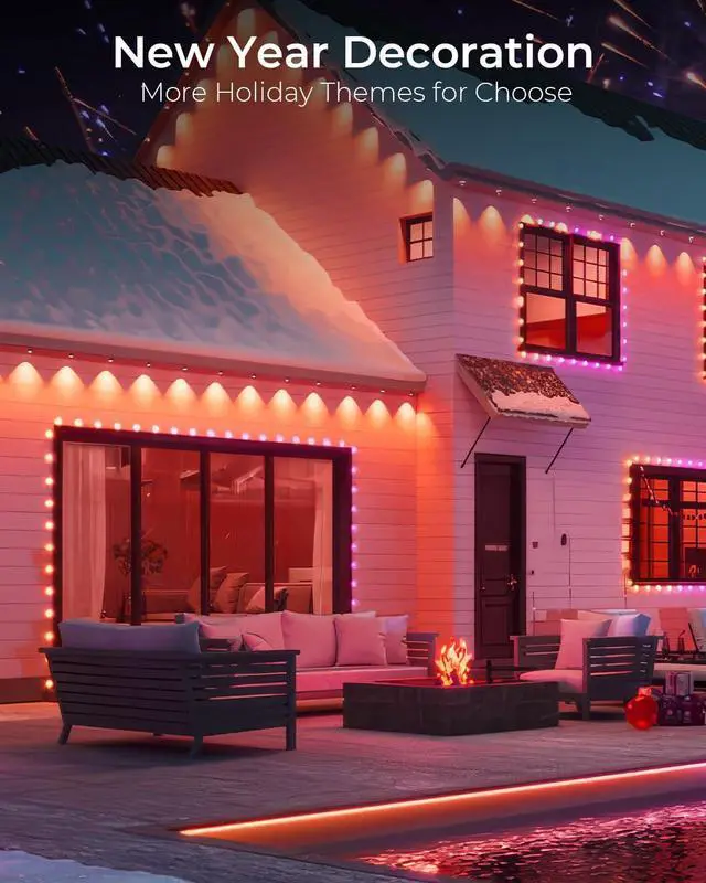 Alt view image 2 of 7 - Smart Permanent Outdoor Lights, 100ft with 72 LED RGB String Lights, IP67 Waterproof Eaves Light with 44 Scene Modes for Halloween Christmas Birthday Holiday Party, APP/Voice/Remote Control