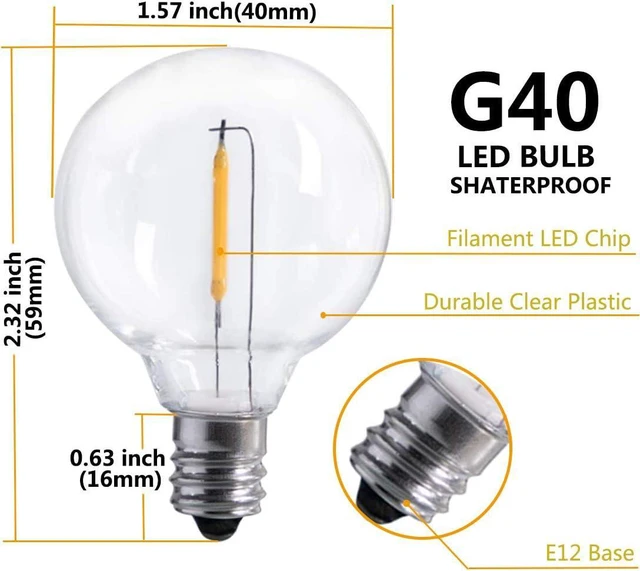 Alt view image 3 of 7 - 25Ft LED String Lights with 27 Shatterproof LED Clear Globe Bulbs, Indoor&Outdoor String Lights for Patio, Garden, Backyard, Bistro, Pergola, Tents, Gazebo Decor, White Wire
