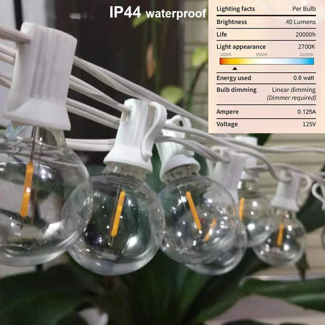 Alt view image 5 of 7 - 25Ft LED String Lights with 27 Shatterproof LED Clear Globe Bulbs, Indoor&Outdoor String Lights for Patio, Garden, Backyard, Bistro, Pergola, Tents, Gazebo Decor, White Wire