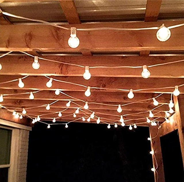 Alt view image 6 of 7 - 25Ft LED String Lights with 27 Shatterproof LED Clear Globe Bulbs, Indoor&Outdoor String Lights for Patio, Garden, Backyard, Bistro, Pergola, Tents, Gazebo Decor, White Wire