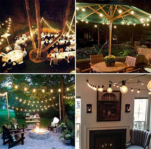 Alt view image 7 of 7 - 25Ft LED String Lights with 27 Shatterproof LED Clear Globe Bulbs, Indoor&Outdoor String Lights for Patio, Garden, Backyard, Bistro, Pergola, Tents, Gazebo Decor, White Wire