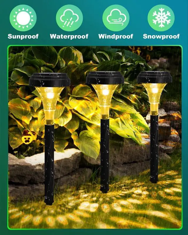 Alt view image 3 of 7 - Solar Pathway Lights Outdoor, 6 Pack RGB Color Changing+Warm White LED Path Light IP67 Waterproof, Solar Powered Lights for Walkway Driveway Garden Yard Backyard Lawn Landscape Lighting Decorative