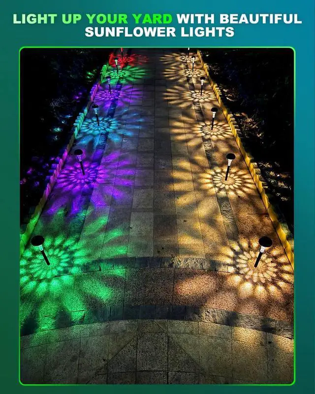 Alt view image 5 of 7 - Solar Pathway Lights Outdoor, 6 Pack RGB Color Changing+Warm White LED Path Light IP67 Waterproof, Solar Powered Lights for Walkway Driveway Garden Yard Backyard Lawn Landscape Lighting Decorative