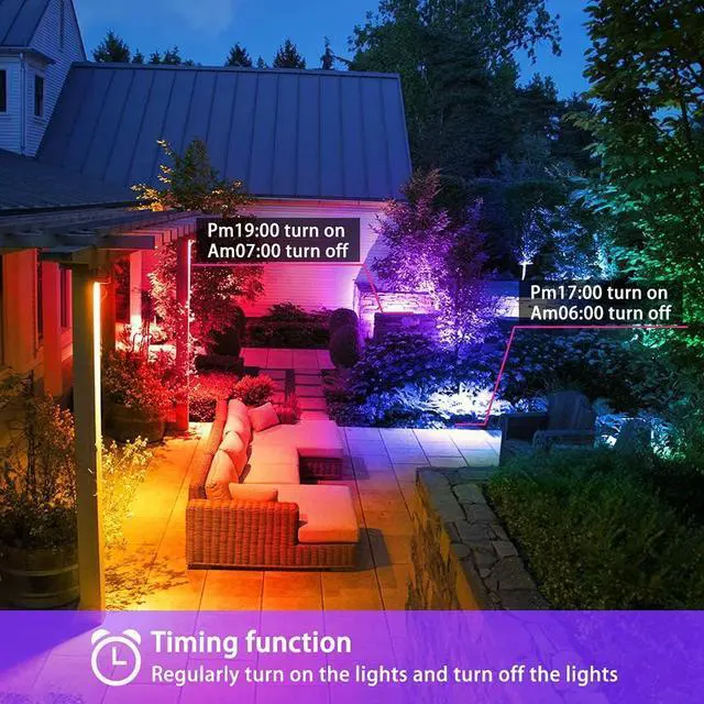 Alt view image 4 of 7 - Led Flood Light Outdoor, 50W RGB Color Changing Landscape Lighting with Remote, Timing - 12 Colors - 4 Modes, IP66 Waterproof, US 3-Plug, MELPO (Pack of 4)