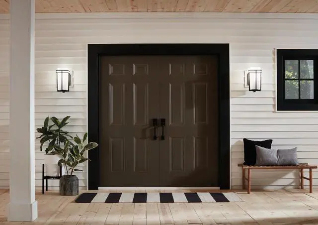 Alt view image 3 of 7 - Kichler Tremillo 14.25" Outdoor Wall Lightin Black, 1-Light Exterior Wall Sconce Porch Light with Satin Etched Cased Opal Glass, (14.25" H x 7" W), 49201BK