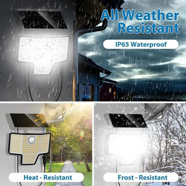 Alt view image 5 of 7 - Kasonic Solar Outdoor Motion Sensor Lights, 6500K Super Bright, 2000LM Security Lights With 3 Modes, IP65 Waterproof Flood Lights for Garage, Yard, Patio, Fence - 2 Pack