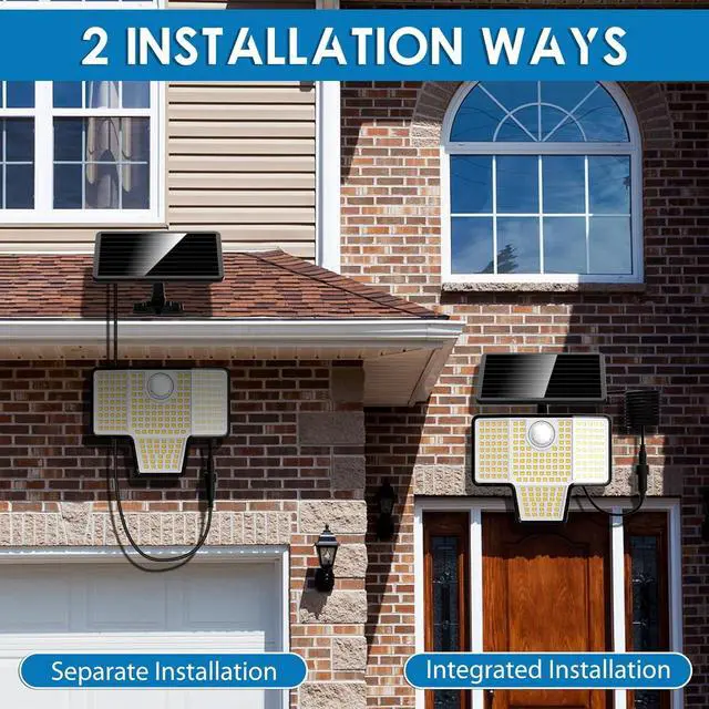 Alt view image 6 of 7 - Kasonic Solar Outdoor Motion Sensor Lights, 6500K Super Bright, 2000LM Security Lights With 3 Modes, IP65 Waterproof Flood Lights for Garage, Yard, Patio, Fence - 2 Pack