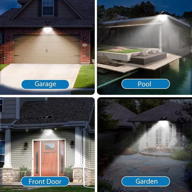 Alt view image 7 of 7 - Kasonic Solar Outdoor Motion Sensor Lights, 6500K Super Bright, 2000LM Security Lights With 3 Modes, IP65 Waterproof Flood Lights for Garage, Yard, Patio, Fence - 2 Pack