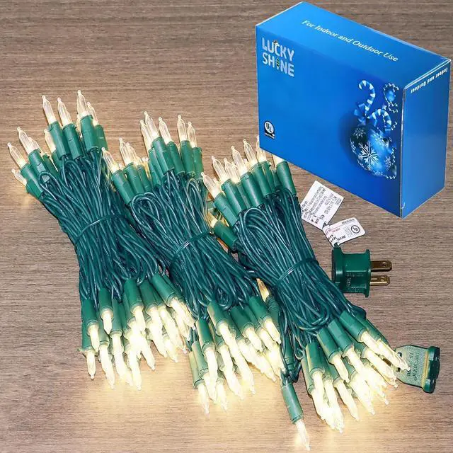 Alt view image 7 of 7 - LUCKY SHINE 150 LED Warm White Christmas Lights, UL Certified 50 FT Green Wire String Lights, for Indoor and Outdoor Party, Garden, Patio, Wall, Trees.