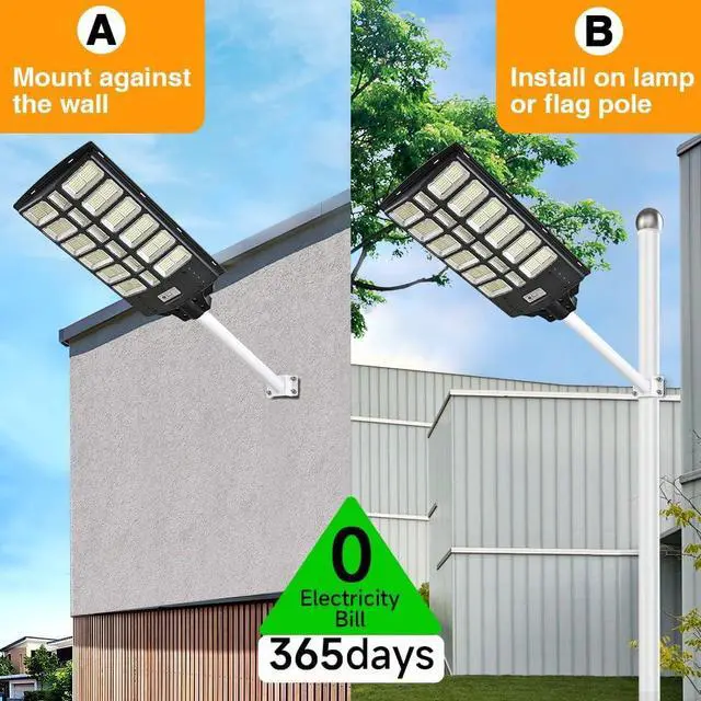 Alt view image 2 of 7 - 16000W Solar Street Lights Outdoor, 100000 Lumens Dusk to Dawn Motion Sensor Security Flood Light with Remote Control, Wireless, Waterproof, Perfect for Garden,Yard, Street, Parking lot