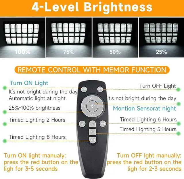 Alt view image 3 of 7 - 16000W Solar Street Lights Outdoor, 100000 Lumens Dusk to Dawn Motion Sensor Security Flood Light with Remote Control, Wireless, Waterproof, Perfect for Garden,Yard, Street, Parking lot