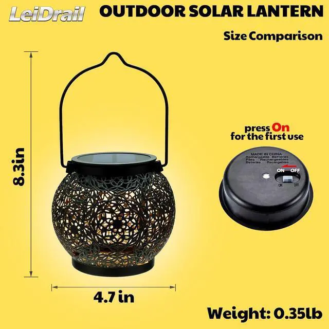 Alt view image 4 of 7 - LeiDrail Solar Lanterns Outdoor Waterproof, Birthday Gifts for Women Mom Grandma, Metal Hanging Solar Lights, Garden Decor for Patio, Porch, Yard, Backyard, Camp, 2 Pack