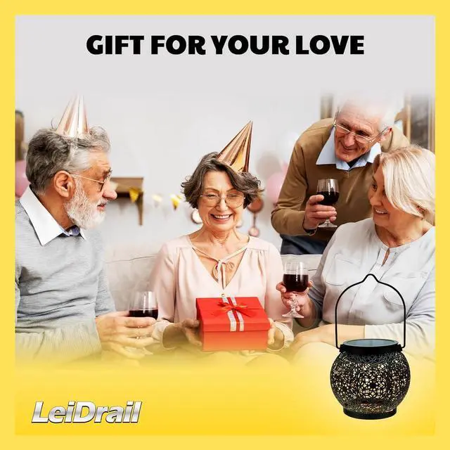 Alt view image 7 of 7 - LeiDrail Solar Lanterns Outdoor Waterproof, Birthday Gifts for Women Mom Grandma, Metal Hanging Solar Lights, Garden Decor for Patio, Porch, Yard, Backyard, Camp, 2 Pack