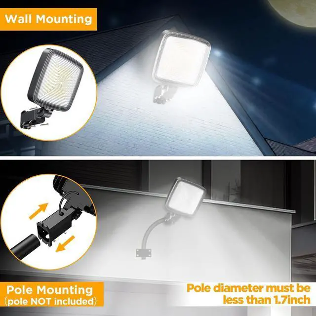 Alt view image 7 of 7 - 150W 2 Pack Motion Sensor Flood Light Outdoor, 20000LM Parking Lot Light with Dusk to Dawn Photocell, LED Barn Light 150° Adjustable Security Lights, 6500K for Garage Yard Farmhouse