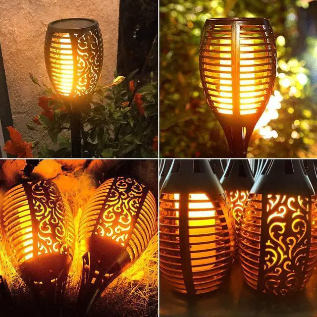 Alt view image 7 of 7 - Large Size Solar Torch Light with Flickering Flame, Realistic Fire Effect Garden Lights Outdoor, IP65 Waterproof Tiki Torches for Patio, Pathway, Auto On/Off - Landscape Lighting (8 Pack)