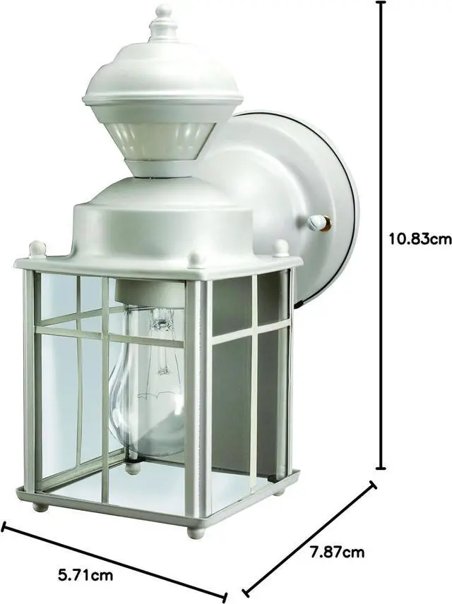 Alt view image 3 of 3 - Heath Zenith Heathco HZ-4132-MW White Bayside Mission Style Motion Activated Lantern, Bulb Not Included