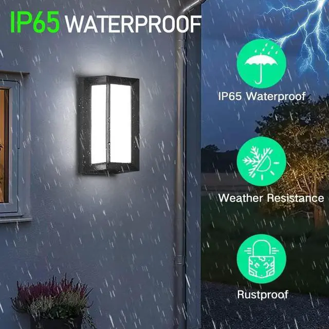 Alt view image 3 of 6 - Porch Lights Outdoor Wall Sconce, 24W 2400LM 5000K Modern LED Porch & Patio Lights, Aluminum Exterior Light Fixture Matt Black IP65 Waterproof for Hallway House Backyard Garage Lighting.