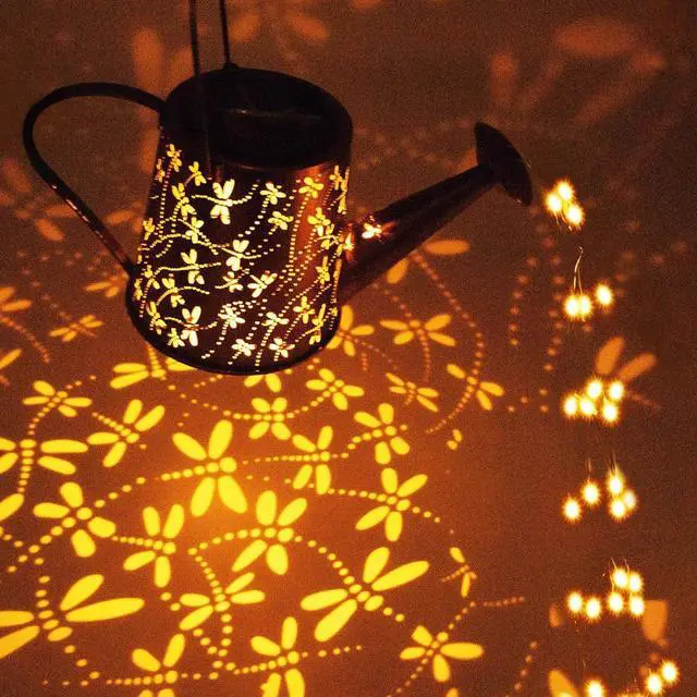 Alt view image 3 of 7 - Solar Watering Can Outdoor Lights Garden Decor,Dragonfly Hanging Lantern Waterproof Landscape Lights Outside Decoration for Yard Porch Patio Pathway Gardening Gifts(with 32 inch Shepherd Hook)