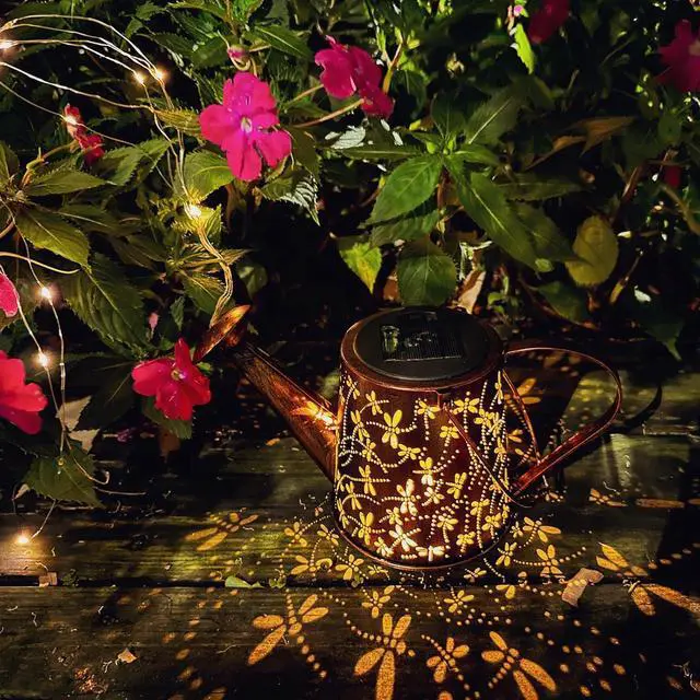 Alt view image 4 of 7 - Solar Watering Can Outdoor Lights Garden Decor,Dragonfly Hanging Lantern Waterproof Landscape Lights Outside Decoration for Yard Porch Patio Pathway Gardening Gifts(with 32 inch Shepherd Hook)