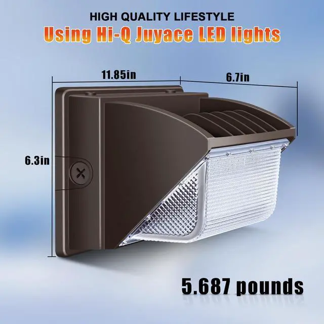 Alt view image 2 of 6 - Juyace 150W LED Wall Pack Light Outdoor Security Flood Lighting 5000K 100-277V IP65 Waterproof for Barn Warehouse Garage Yard