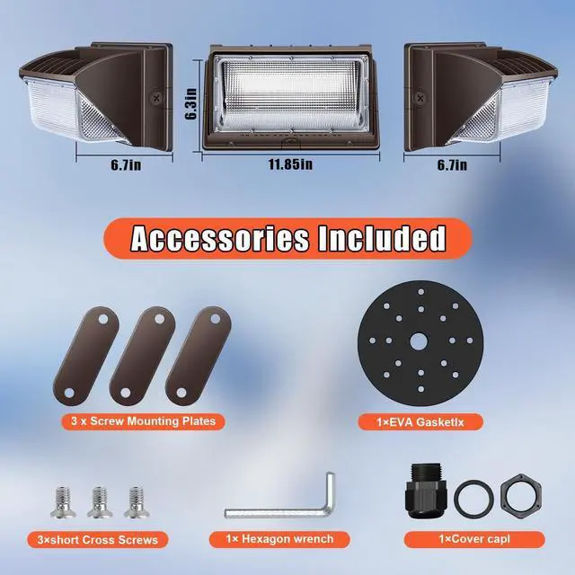 Alt view image 5 of 6 - Juyace 150W LED Wall Pack Light Outdoor Security Flood Lighting 5000K 100-277V IP65 Waterproof for Barn Warehouse Garage Yard