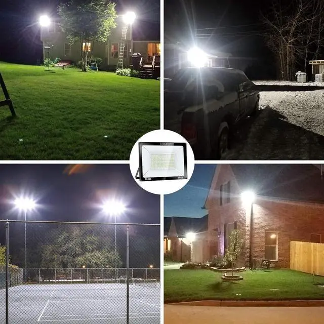 Alt view image 2 of 7 - SOLLA 200W LED Flood Light Outdoor, 20000lm Super Bright Security Light, 1060W Equivalent, 6000K Daylight White, IP66 Waterproof Outside Floodlights, LED Exterior Light for Garage, Garden, Yard