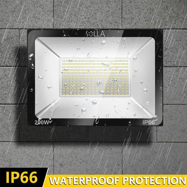 Alt view image 5 of 7 - SOLLA 200W LED Flood Light Outdoor, 20000lm Super Bright Security Light, 1060W Equivalent, 6000K Daylight White, IP66 Waterproof Outside Floodlights, LED Exterior Light for Garage, Garden, Yard
