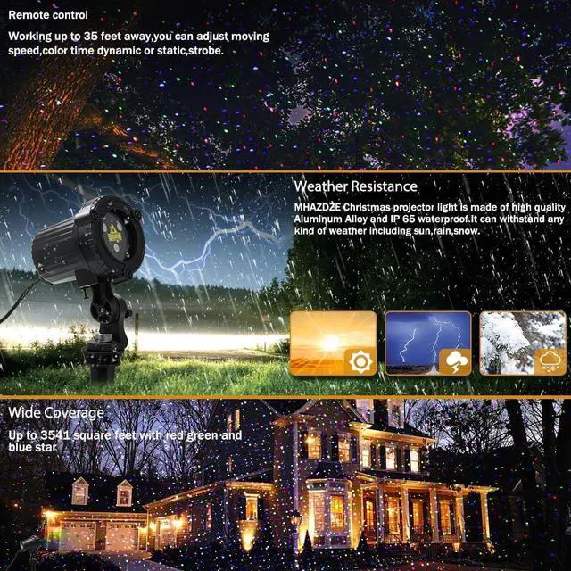 Alt view image 2 of 7 - Christmas Laser Lights, Outdoor Garden Laser Lights Projector with Moving RGB Waterproof for Christmas Holiday