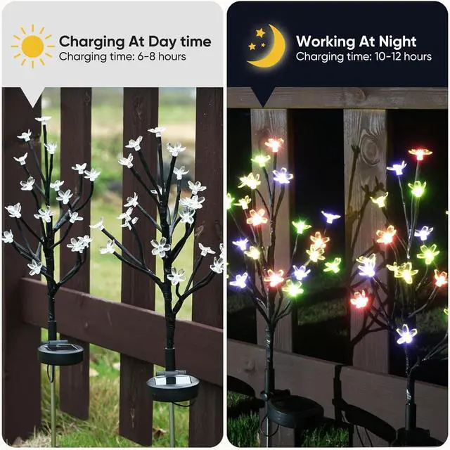 Alt view image 4 of 6 - Solar Garden Lights Outdoor,Waterproof Outdoor Solar Lights for Outside Decorative 6Pack, 120Led Solar Flowers Garden Decor, for Yard Pathway,Lawn,Patio Fairy Decorations Gardening Gifts