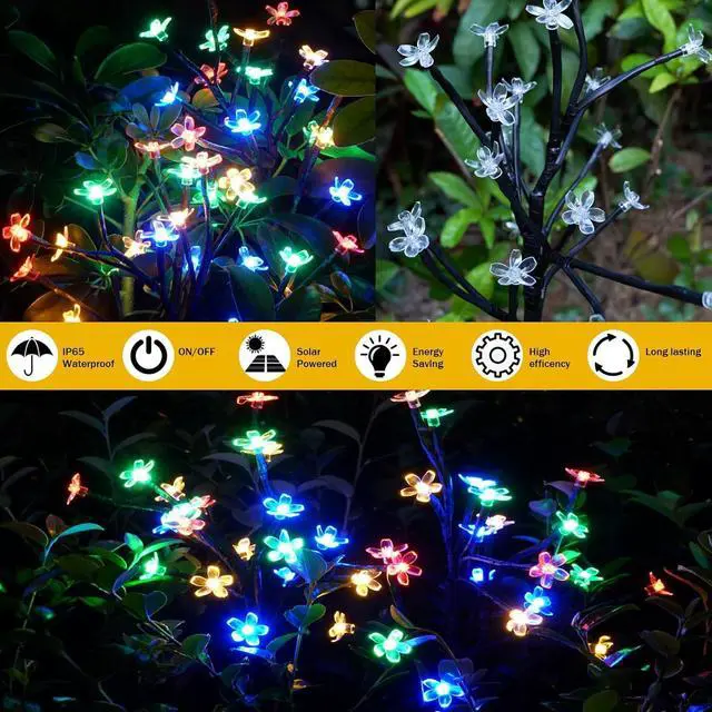 Alt view image 5 of 6 - Solar Garden Lights Outdoor,Waterproof Outdoor Solar Lights for Outside Decorative 6Pack, 120Led Solar Flowers Garden Decor, for Yard Pathway,Lawn,Patio Fairy Decorations Gardening Gifts