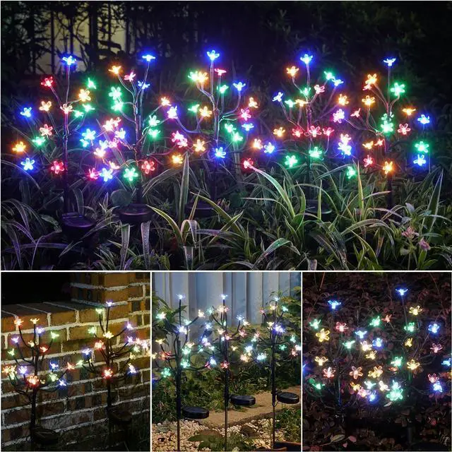 Alt view image 6 of 6 - Solar Garden Lights Outdoor,Waterproof Outdoor Solar Lights for Outside Decorative 6Pack, 120Led Solar Flowers Garden Decor, for Yard Pathway,Lawn,Patio Fairy Decorations Gardening Gifts