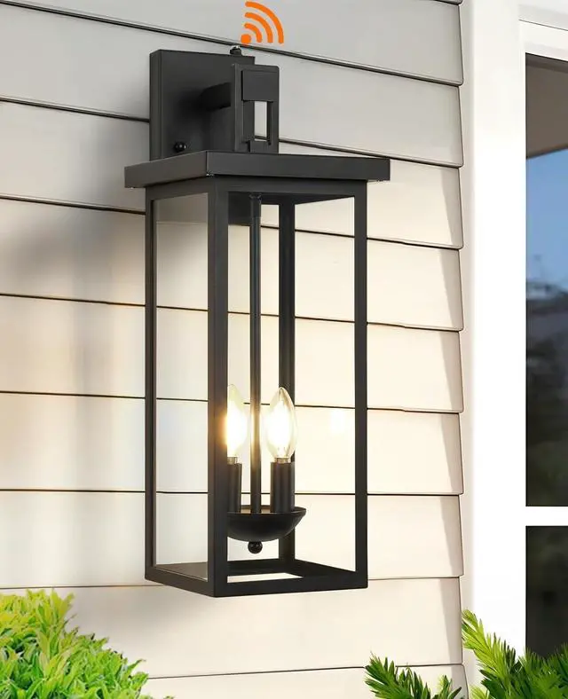 Main image of tewei 22 Inch Large Outdoor Wall Lights, Dusk to Dawn Outdoor Lighting Fixtures Black Modern Porch Light Outdoor Wall Sconce Lantern, Outside Lights for House Garage, 1 Pack