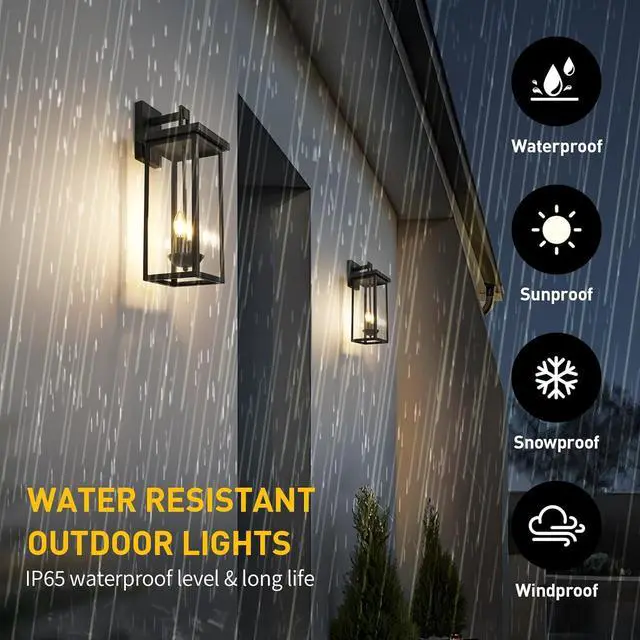 Alt view image 4 of 7 - tewei 22 Inch Large Outdoor Wall Lights, Dusk to Dawn Outdoor Lighting Fixtures Black Modern Porch Light Outdoor Wall Sconce Lantern, Outside Lights for House Garage, 1 Pack