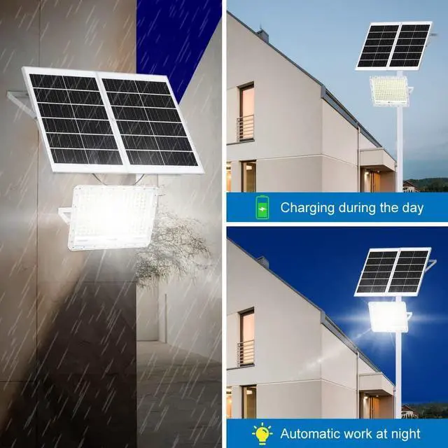 Alt view image 2 of 7 - TINSUM 500W Solar Led Flood Lights Outdoor, 28000 Lumens Solar Security Street Lights Dusk to Dawn 1920LED with Remote White Led for Parking Lot,Stadium,Yard,Swimming Pool, Pathway,Flag Pole