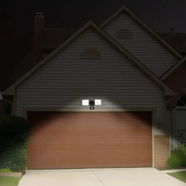 Alt view image 6 of 7 - Haian Support Waterproof Plug-in Motion Sensor Light Outdoor - 20W 5000k(Daylight) 1800LM - Dual-Headed LED Security Light for Garage - Wall Mounted Pathway Lighting - Black