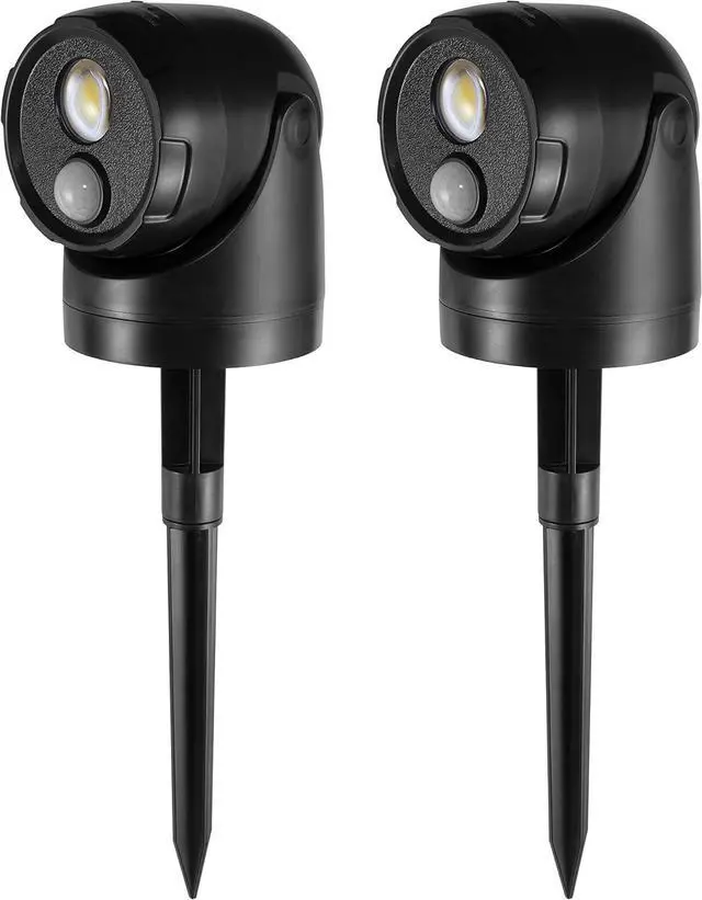 Main image of 2-in-1 LED Motion Sensor Outdoor Spotlight, IP44 Waterproof 450 Lumen Landscape Light, Adjustable Wall Light for Yard, Garden, House, 2 Pack (Black)