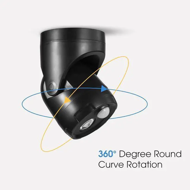 Alt view image 5 of 6 - 2-in-1 LED Motion Sensor Outdoor Spotlight, IP44 Waterproof 450 Lumen Landscape Light, Adjustable Wall Light for Yard, Garden, House, 2 Pack (Black)