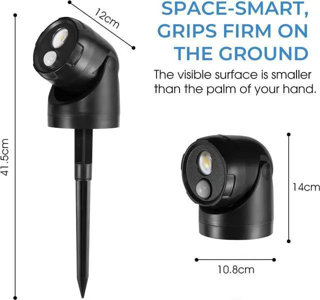 Alt view image 4 of 6 - 2-in-1 LED Motion Sensor Outdoor Spotlight, IP44 Waterproof 450 Lumen Landscape Light, Adjustable Wall Light for Yard, Garden, House, 2 Pack (Black)