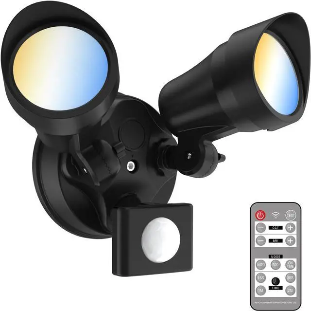 Main image of ALUSSO LIGHTING® LED Motion Sensor Flood Lights with Remote, 25W 2000LM BRI & 3000-6500K Adjustable Security Outdoor Lights, IP65, Dusk to Dawn Outside Light for Yard, Garage, Porch (Black)