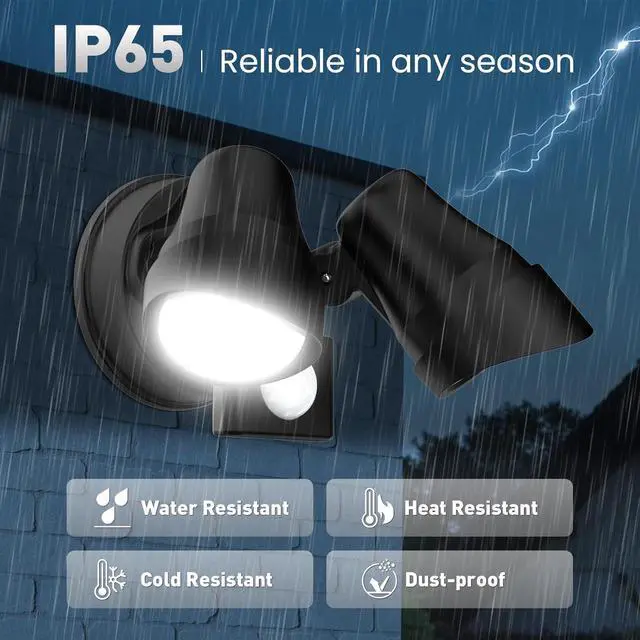 Alt view image 6 of 7 - ALUSSO LIGHTING® LED Motion Sensor Flood Lights with Remote, 25W 2000LM BRI & 3000-6500K Adjustable Security Outdoor Lights, IP65, Dusk to Dawn Outside Light for Yard, Garage, Porch (Black)
