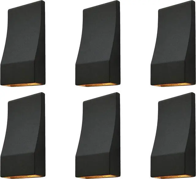 Main image of GKOLED Low Voltage LED Wedge Deck Rail Light, Landscape Railing Post Fence Accent Lighting, 2W 2700K Integrated LED Chips, Die-cast Aluminum, Powder Coated Finish, 12V AC/DC, IP65 Rated, Black, 6-Pack