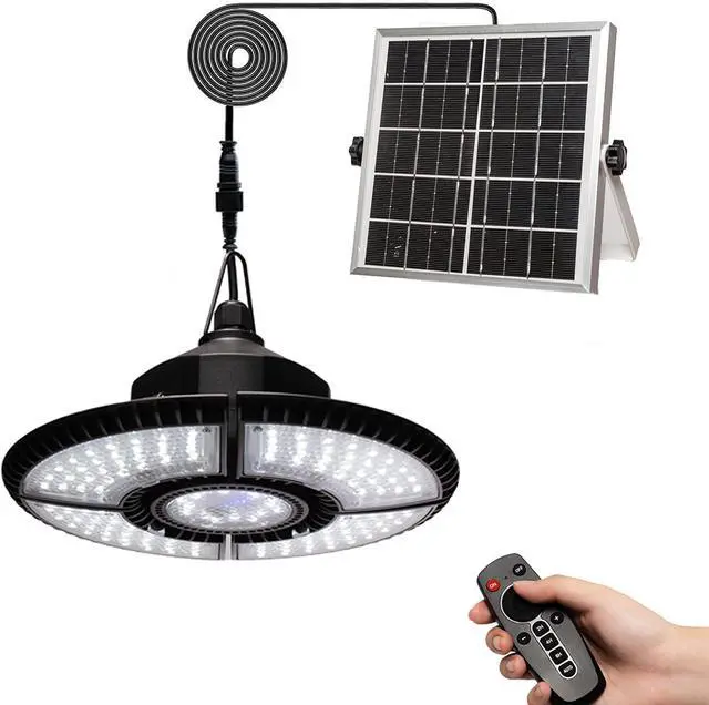 Main image of HULPPRE Solar Shed Light-Daytime or Night,4+1 Leaves 136Leds Brighter Solar Light Indoor&Outdoor with Remote,IP65 Barn/Chicken Coop/Workshop/Ceiling/Pendant Lamp for Patio,Garden,Yard,Gazebo