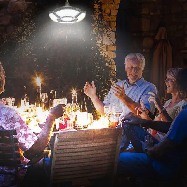 Alt view image 2 of 7 - HULPPRE Solar Shed Light-Daytime or Night,4+1 Leaves 136Leds Brighter Solar Light Indoor&Outdoor with Remote,IP65 Barn/Chicken Coop/Workshop/Ceiling/Pendant Lamp for Patio,Garden,Yard,Gazebo