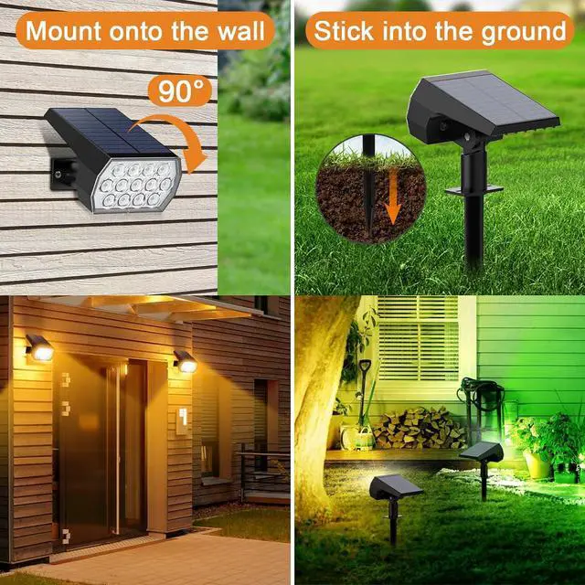 Alt view image 3 of 6 - Solar Spot Lights Outdoor Color Changing,[7 Modes/4 Pack] Christmas IP65 Waterproof Landscape Spotlights, Dusk to Dawn Solar Powered Security Light for Patio Gate Walkway Pool Garden Yard Driveway