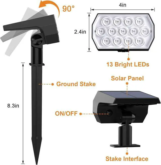 Alt view image 5 of 6 - Solar Spot Lights Outdoor Color Changing,[7 Modes/4 Pack] Christmas IP65 Waterproof Landscape Spotlights, Dusk to Dawn Solar Powered Security Light for Patio Gate Walkway Pool Garden Yard Driveway