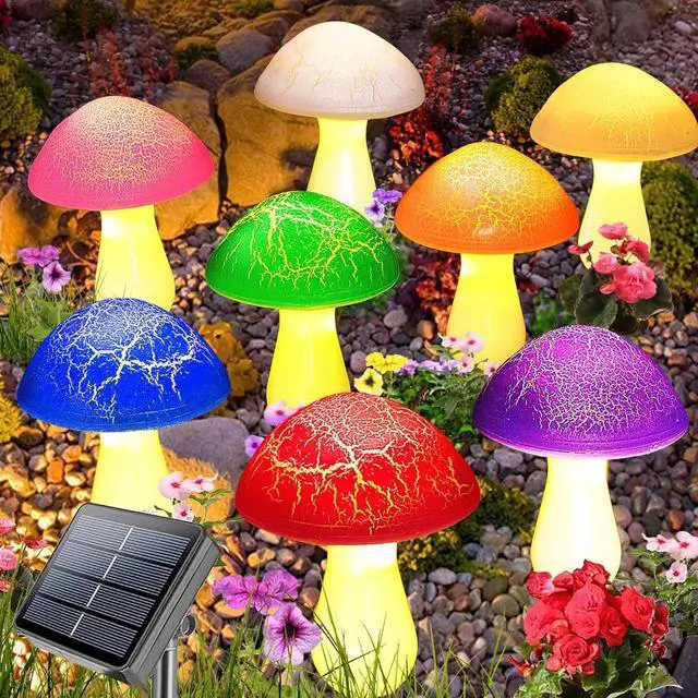 Main image of Homeleo 8-Pack Cracked Mushrooms for Garden Decor, Solar Mushroom Lights Outdoor, Super Cute Whimsical Garden Art for Yard Decor Gnome Flowerbed Housewarming Decor(Multicolored)