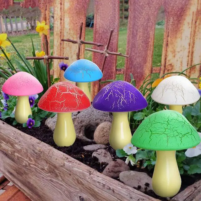 Alt view image 5 of 7 - Homeleo 8-Pack Cracked Mushrooms for Garden Decor, Solar Mushroom Lights Outdoor, Super Cute Whimsical Garden Art for Yard Decor Gnome Flowerbed Housewarming Decor(Multicolored)