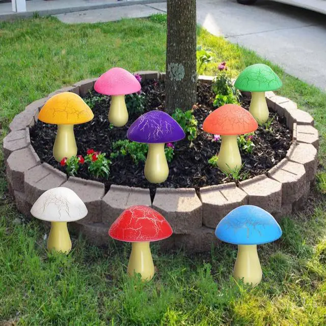 Alt view image 6 of 7 - Homeleo 8-Pack Cracked Mushrooms for Garden Decor, Solar Mushroom Lights Outdoor, Super Cute Whimsical Garden Art for Yard Decor Gnome Flowerbed Housewarming Decor(Multicolored)