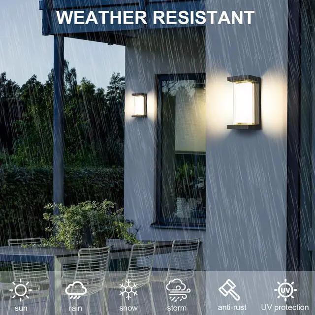 Alt view image 6 of 7 - Juyace 18w Outdoor Porch Lights Exterior Lighting Fixtures Wall Mount Rectangular Modern Patio Sconces 1800Lm 3000k Aluminum Black IP65 for Garage House Front Door Entryway (2 Pack)