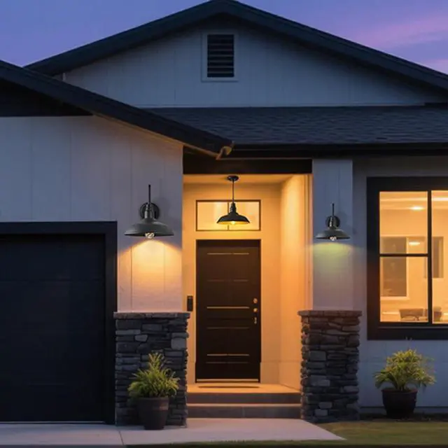 Alt view image 5 of 7 - Gooseneck Barn Light with 14in Dome, 4 Pack Large Exterior Farmhouse Light with Wall Mount, Black Outdoor Wall Sconce for Porch Garage Door